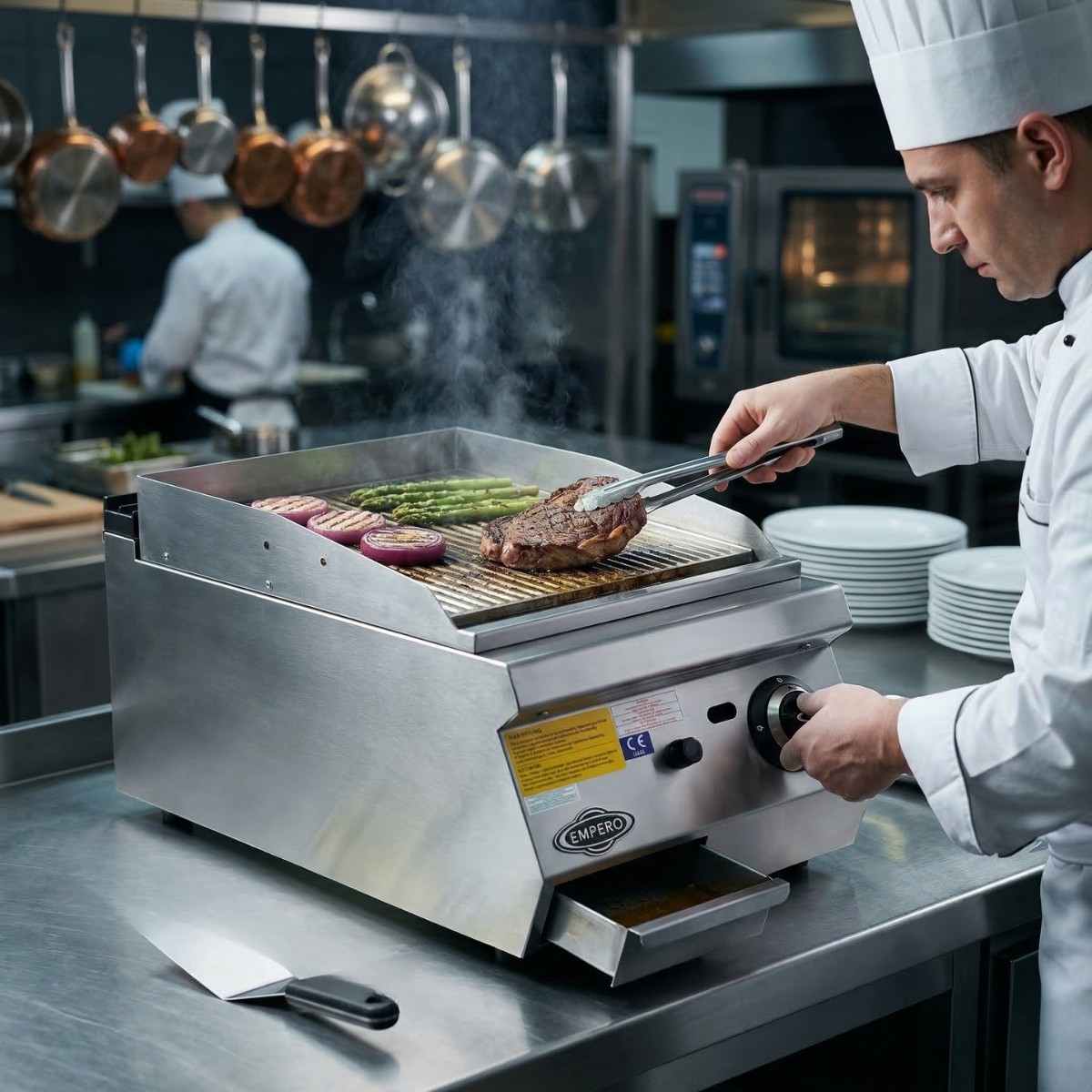 Grill pe gaz profesional, inox, cu suprafata striata cromata PLUS, 40*90*30 cm - 2