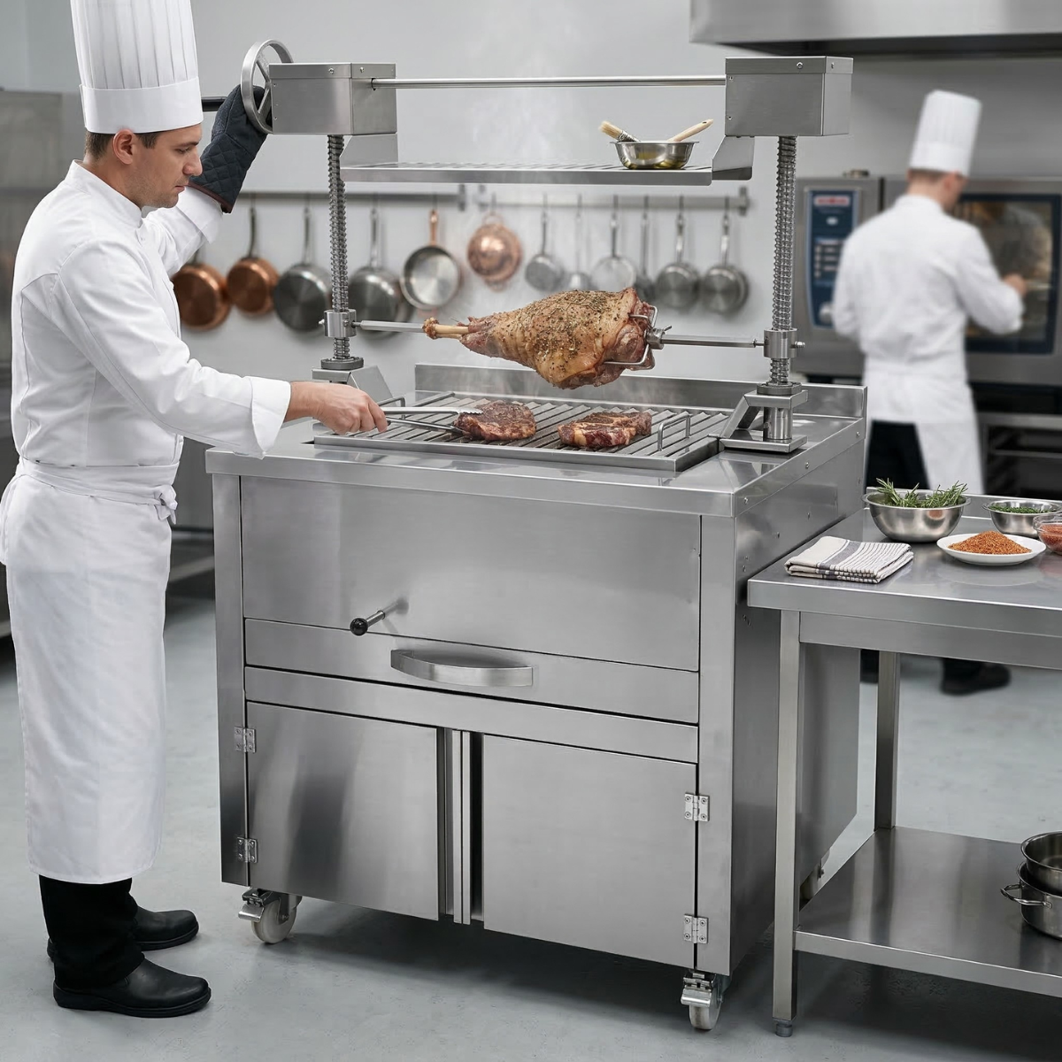 Grill profesional pe carbuni naturali, 94*80*90/1685 cm - 3