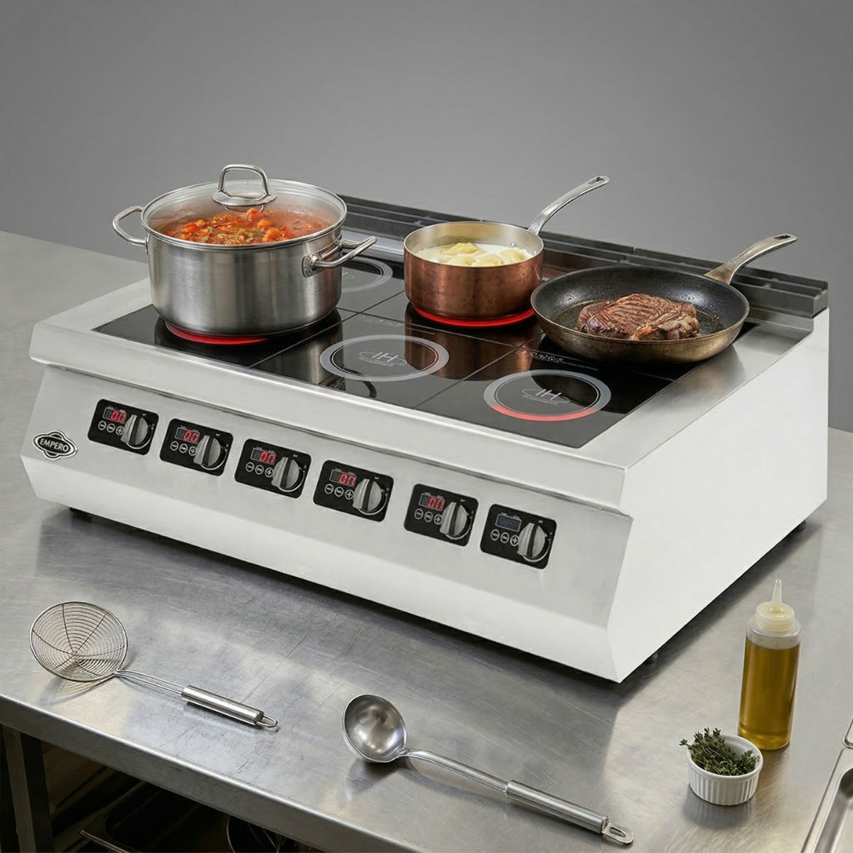 Masina de gatit electrica, inox, cu 6 plite cu inductie PLUS, 120*90*30 cm - 5