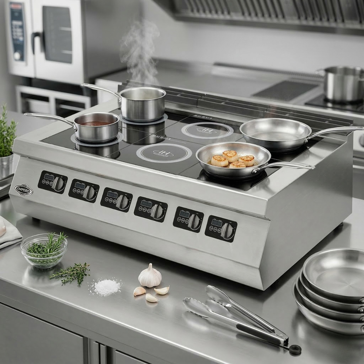 Masina de gatit electrica, inox, cu 6 plite cu inductie PLUS, 120*73*30 cm - 5