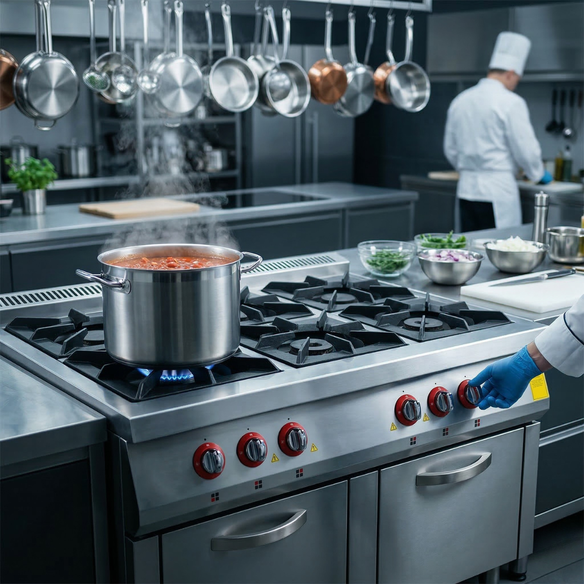 Masina de gatit pe gaz, inox, centrala cu 8 arzatoare si 2 cuptoare, 200*114*85 cm - 3