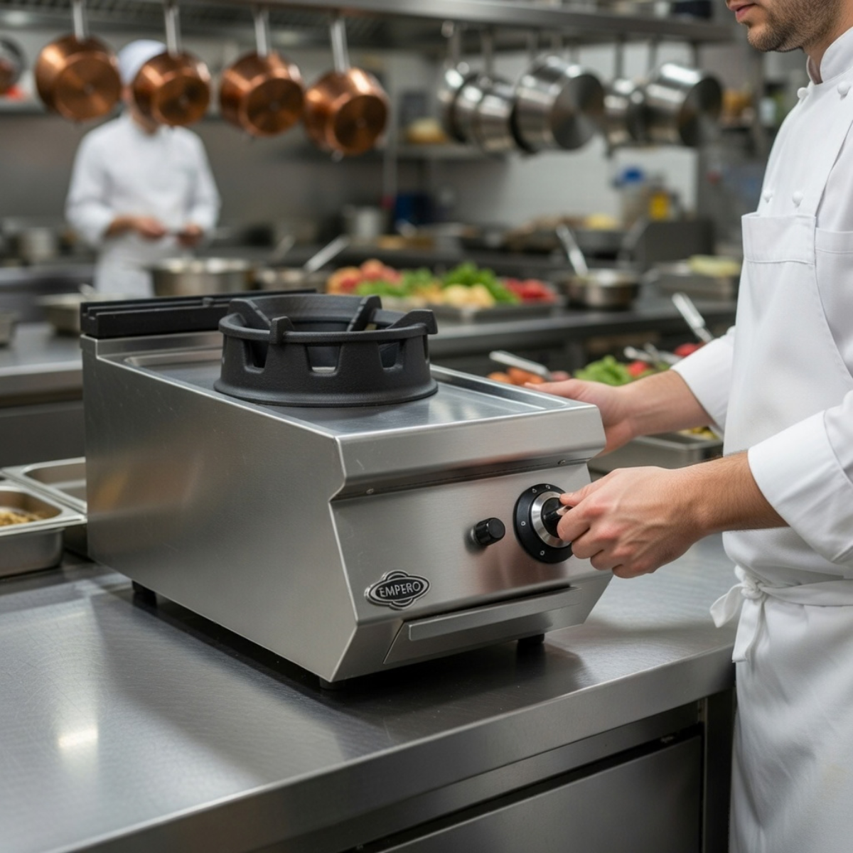 Masina de gatit pe gaz, inox, cu 1 arzator tip wok PLUS, 40*73*30 cm - 2