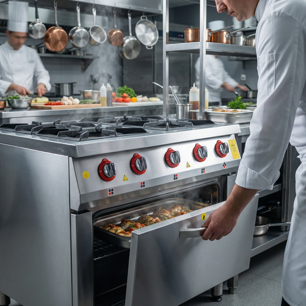 Masina de gatit pe gaz, inox, cu 4 arzatoare si cuptor, 100*104*85 cm - 3