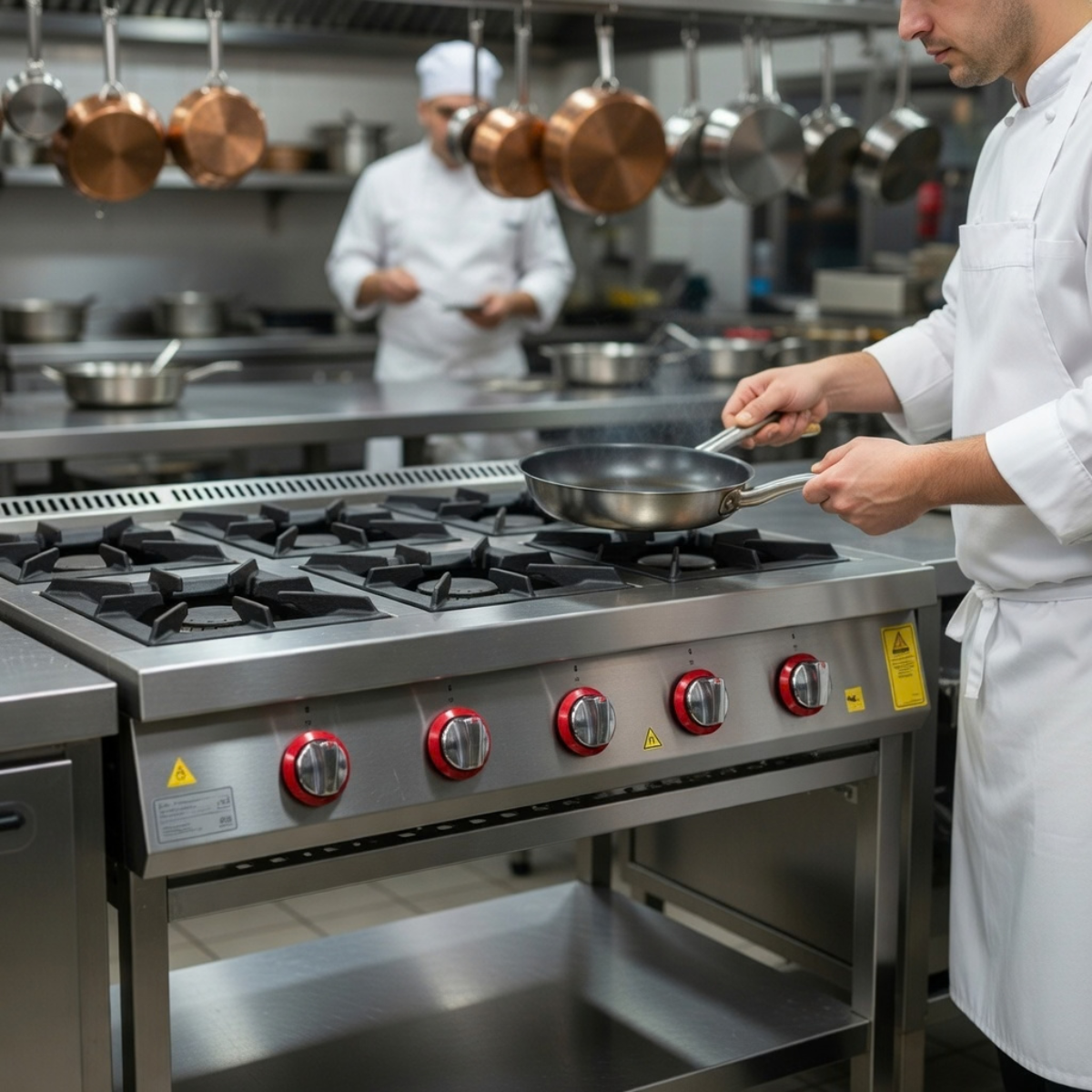 Masina de gatit pe gaz, inox, cu 6 arzatoare, suport de podea cu polita, 120*94*85 cm - 2