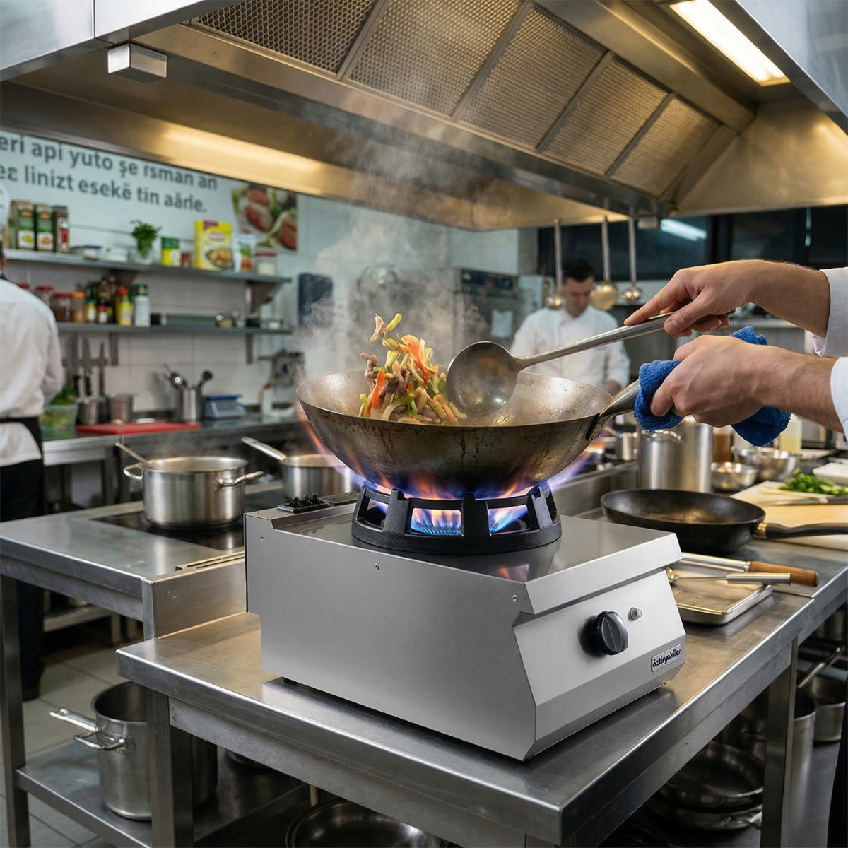 Masina de gatit pe gaz OZTI, inox, cu 1 arzator tip wok, 40*90*28 cm - 4