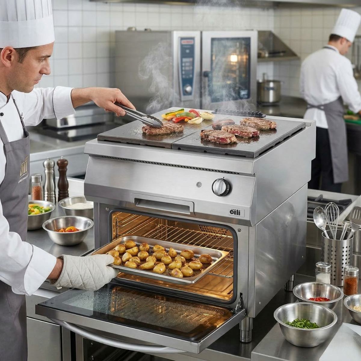 Masina de gatit pe gaz OZTI, inox, cu placa radianta si cuptor, 80*90*85 cm - 4