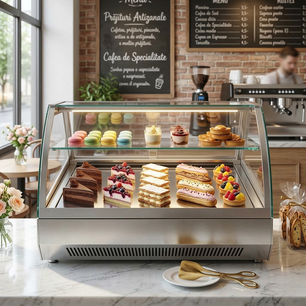 Vitrina frigorifica de banc Artsteel, deserturi, prajituri sau sandvisuri, alba, 210Lt, 141*60*60 cm - 3