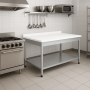 Thumbnail Masa de lucru inox cu blat din polietilena si polita inferioara 200*80*85 - 5