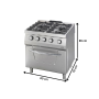 Thumbnail Masina de gatit pe gaz OZTI, inox, cu 4 arzatoare si cuptor electric, 80*70*85 cm - 3
