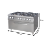 Thumbnail Masina de gatit pe gaz OZTI, inox, cu 6 arzatoare si cuptor electric mare, 120*90*85 cm - 2