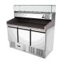 Thumbnail Masa rece preparare pizza, profesionala, vitrina ingrediente, inox, 3 usi, 368 lt, 140*70*102 cm - 0