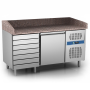 Thumbnail Masa rece preparare pizza, profesionala, inox, 1 usa si 6 sertare, 390 lt, 151*80*100 cm - 8