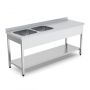 Thumbnail Spalator cu 2 cuve pe partea stanga, cu polita inferioara si picurator, inox, 180*60*85 cm - 0