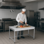 Thumbnail Masa de lucru inox cu blat din polietilena 140*70*85 - 1