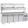 Thumbnail Masa rece preparare pizza FRENOX, profesionala, inox, 4 usi si 12 cuve, 233*70*142 cm - 0