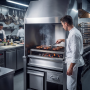 Thumbnail Grill profesional, inox, pe carbuni cu hota monobloc, 177*85*215 cm - 2