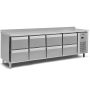 Thumbnail Masa rece, profesionala, inox, 8 sertare, 255*70*85 cm - 0