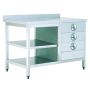 Thumbnail Masa de lucru inox cu polita intermediara si inferioara si 3 sertare 240*70*85 - 0