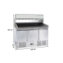Thumbnail Masa frigorifica preparare pizza cu 3 usi, capacitate 368 litri, blat din granit, racire statica - 3