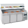 Thumbnail Masa rece preparare pizza FRENOX, profesionala, inox, 3 usi, 615 lt, 210*80*108 cm - 1