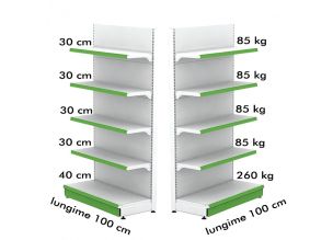 Raft metalic de perete 100*220 baza 40 cm si 4 polite de 30 cm