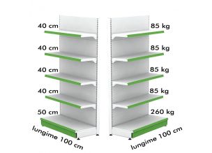 Raft magazin metalic de perete 100*220 baza 50 cm si 4 polite de 40 cm