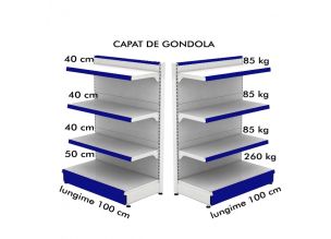 Raft metalic capat de gondola 100*140 baza 50 cm si 3 polite de 40 cm
