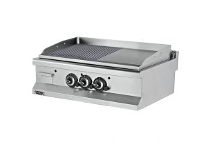 Grill electric triplu neted si striat cromat