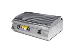 Grill electric triplu cu suprafata striata PLUS