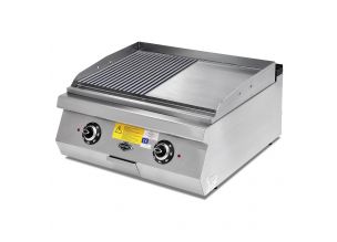 Grill electric dublu neted si striat cromat PLUS