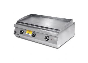 Grill electric triplu cu suprafata neteda cromata PLUS