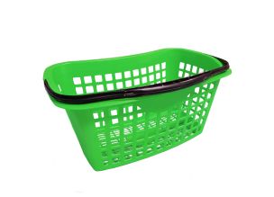 Cos supermarket plastic cu 1 maner 28 litri - Verde